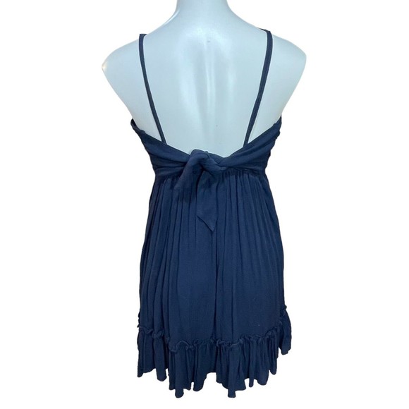 Short Halter Dress with‎ Smocked Middle and Tie Back by Wishlist - Navy Small - Picture 5 of 15